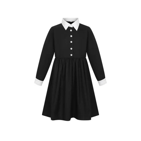 LITTLE PARNI BLACK/WHITE COLLAR DRESS