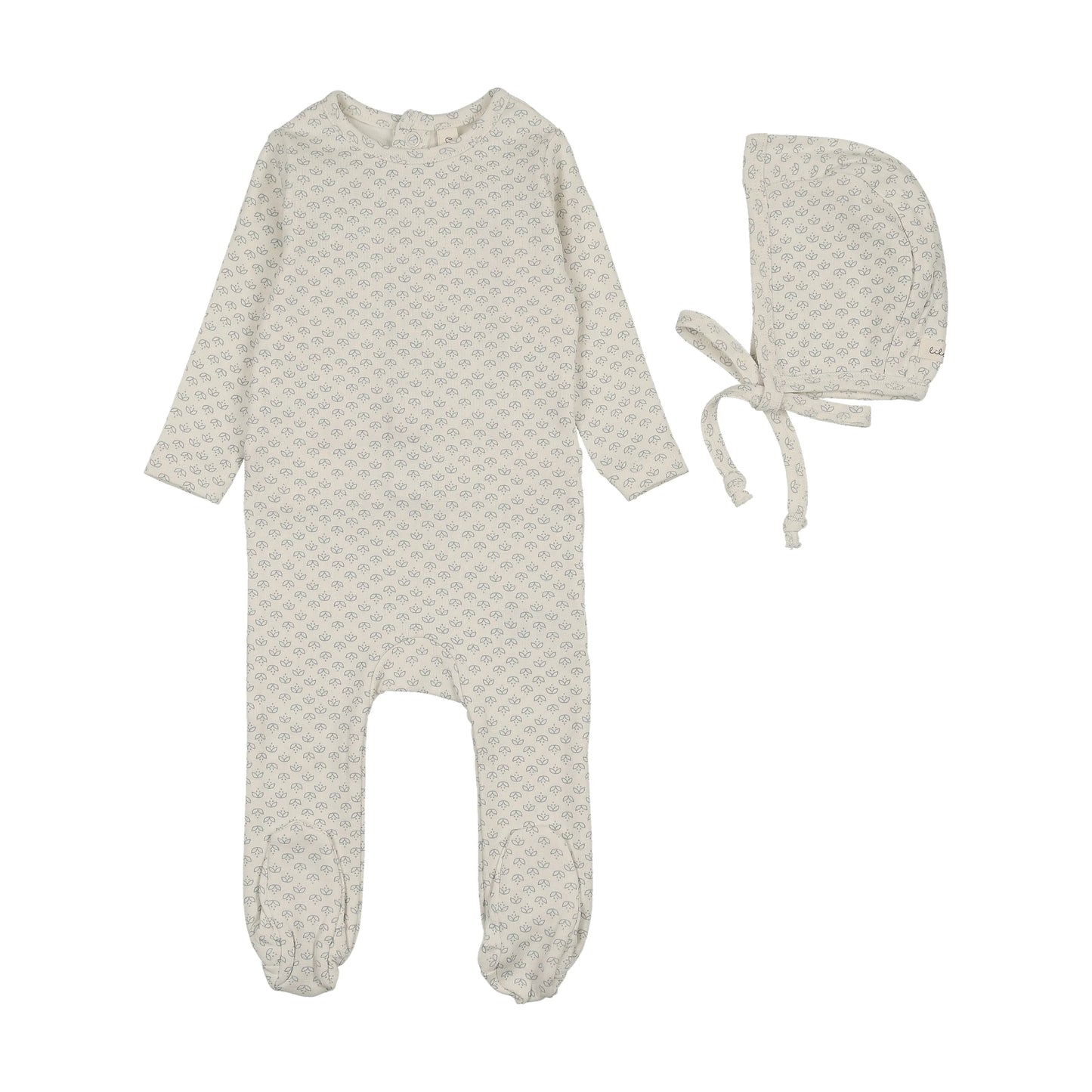 LILETTE CREAM/BLUE MINI FLORA PRINT FOOTIE SET