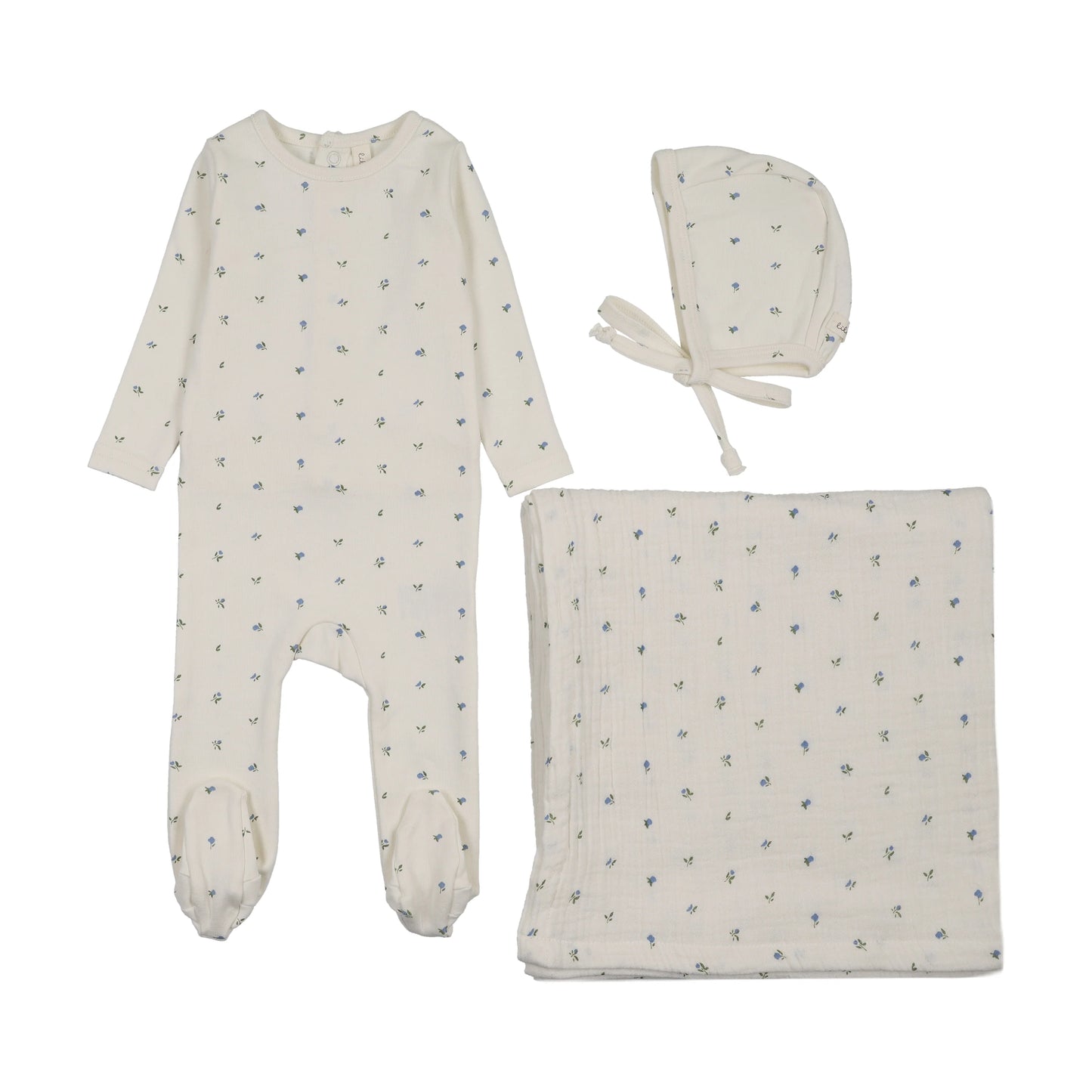 LILETTE CREAM/BLUE BITSY FLORAL LAYETTE SET