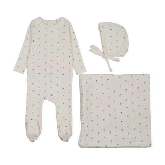LILETTE CREAM/BLUE BITSY FLORAL LAYETTE SET