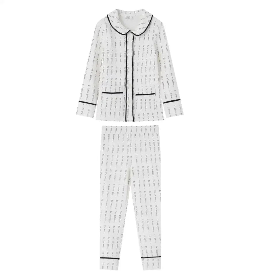 COCO BLANC BLUE PRINTED COLLAR PAJAMA SET