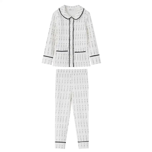 COCO BLANC BLUE PRINTED COLLAR PAJAMA SET