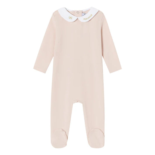 MINI LABEL PINK EMBROIDERED COLLAR FOOTIE