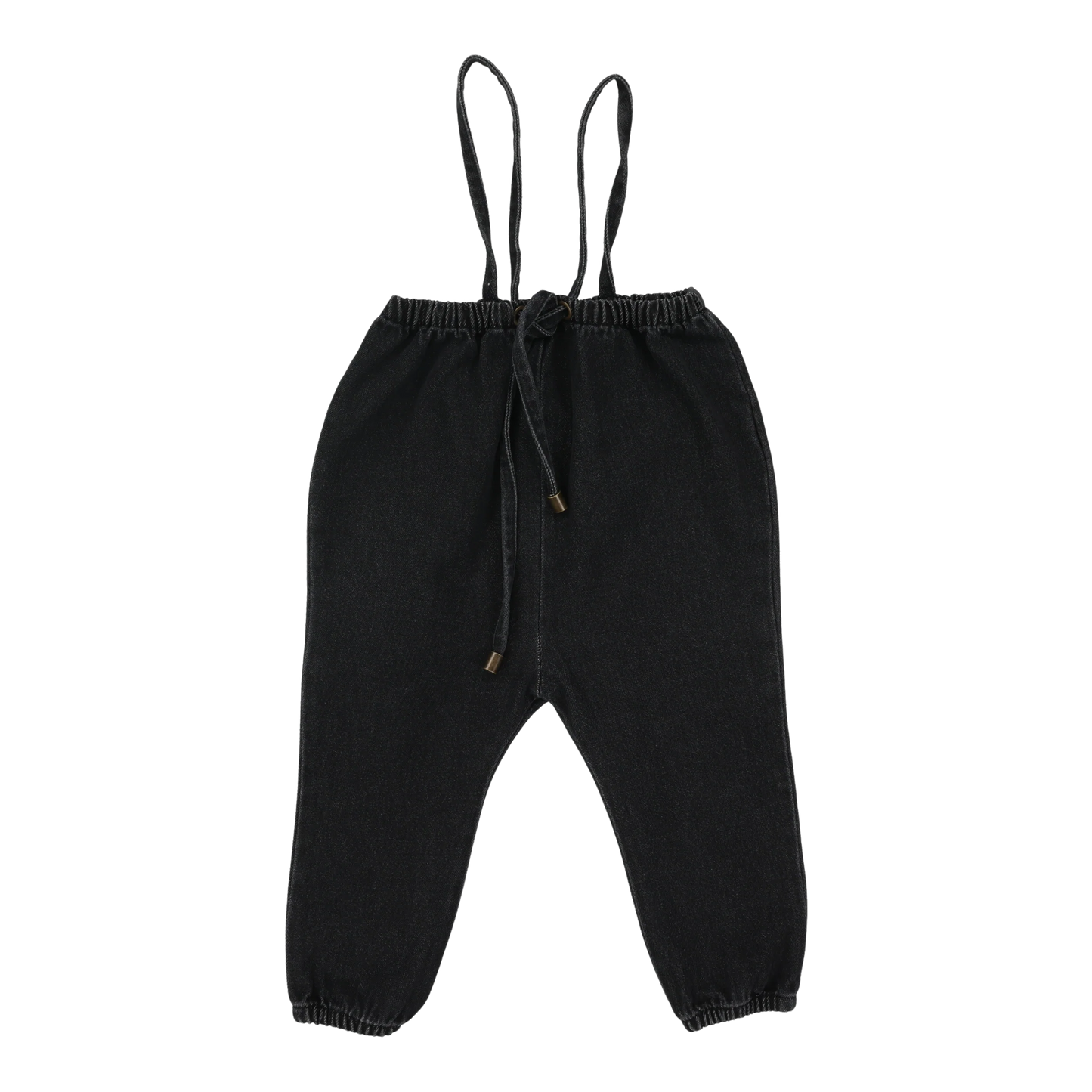 LIL LEGS BLACK DENIM SUSPENDER PANTS