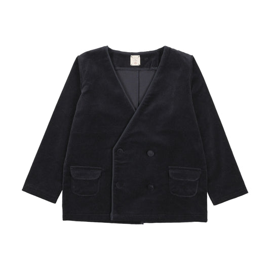 ANALOGIE NAVY TRIM VELVET BLAZER