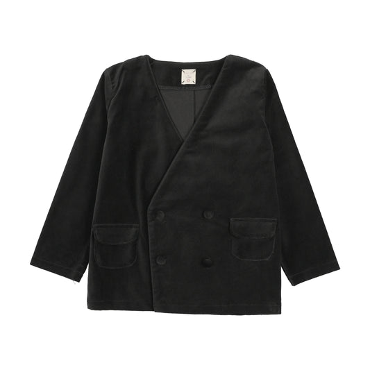 ANALOGIE BLACK TRIM VELVET BLAZER