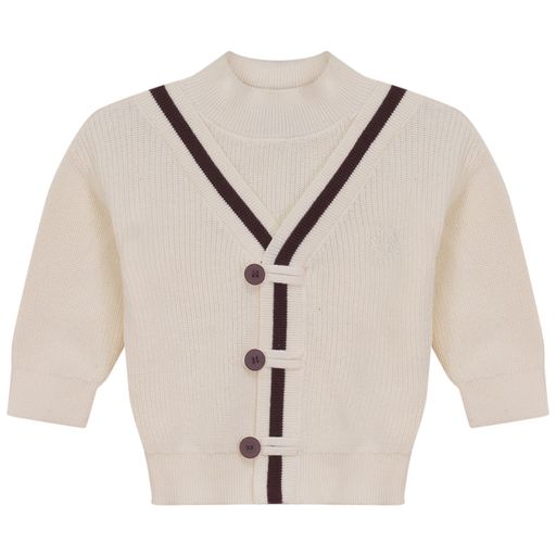 BLUMINT CREAM/BURGUNDY TRIM CARDIGAN