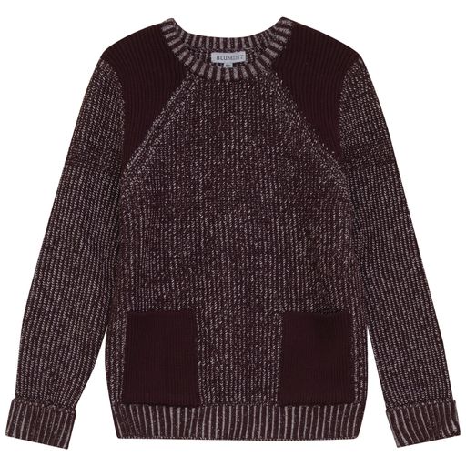 BLUMINT BURGUNDY RIBBED KNIT POCKET SWEATER