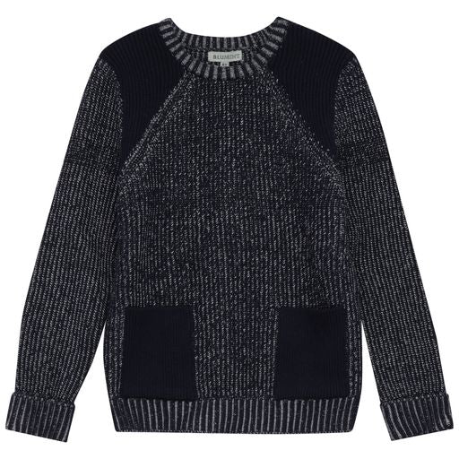 BLUMINT NAVY RIBBED KNIT POCKET SWEATER
