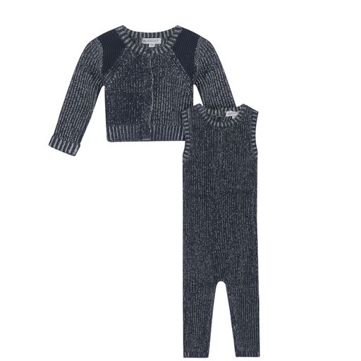 BLUMINT NAVY RIBBED KNIT OVERALL SET