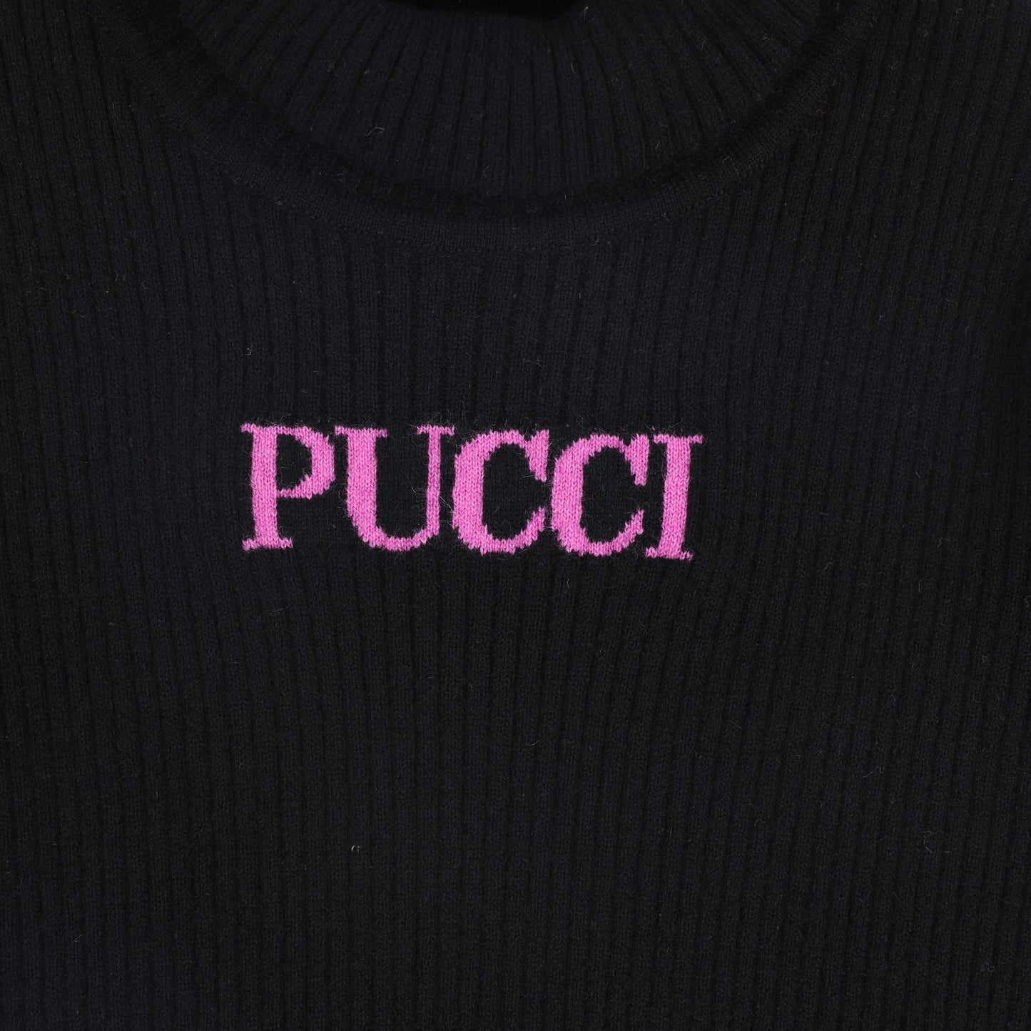 PUCCI BLACK CHUNKY KNIT LOGO SWEATER