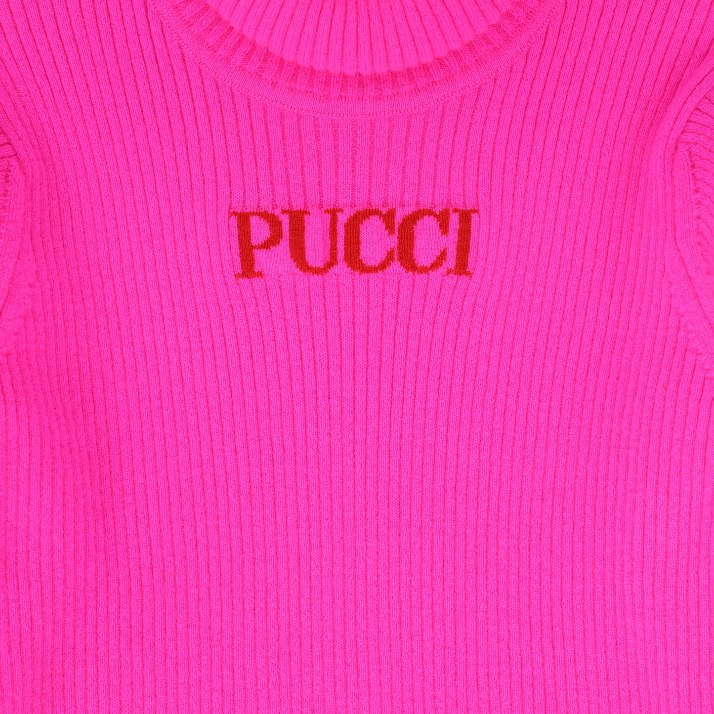 PUCCI MAGENTA CHUNKY KNIT LOGO SWEATER