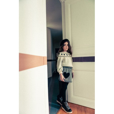 LOUIS LOUISE CREAM HEART KNIT SWEATER