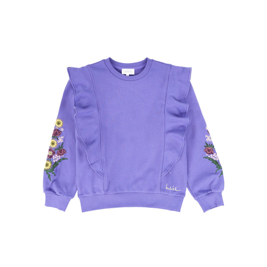 NICOLE MILLER PURPLE EMBROIDERED FLOWER SWEATSHIRT [FINAL SALE]