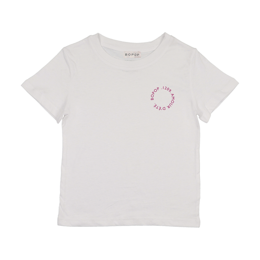 BOPOP WHITE/PINK LOGO SS TSHIRT