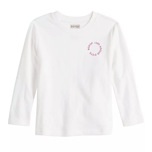 BOPOP WHITE/PINK LOGO TSHIRT