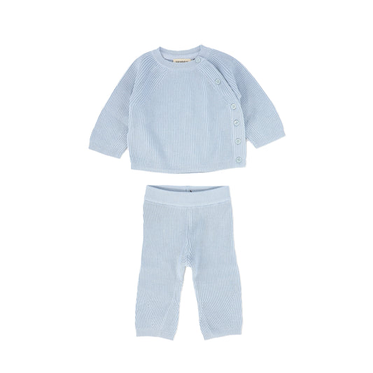 MARMAR COPENHAGEN BLUE RIBBED KNIT SET