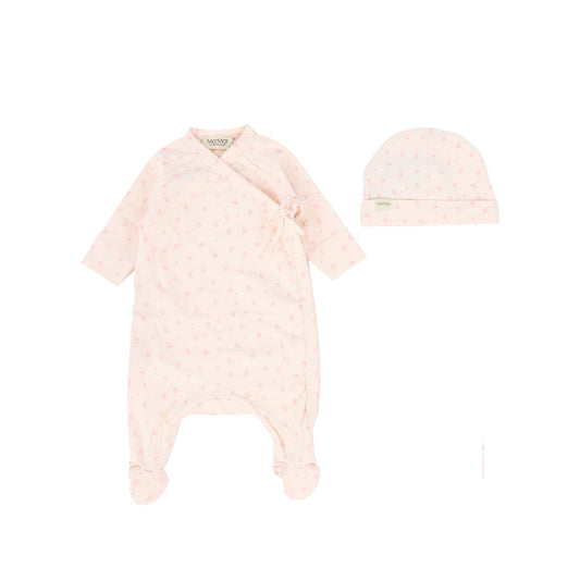 MARMAR COPENHAGEN PINK FLORAL FOOTIE + BEANIE