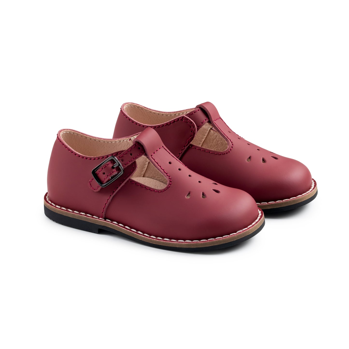 RAYBELLE RED EYELET T-STRAP SHOE