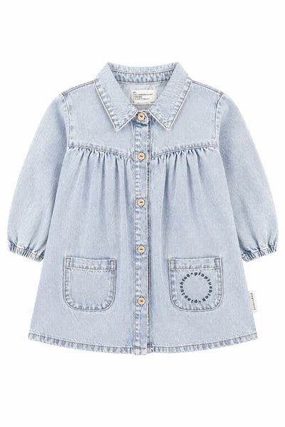 PIUPIUCHICK LIGHT BLUE DENIM PATCH DRESS