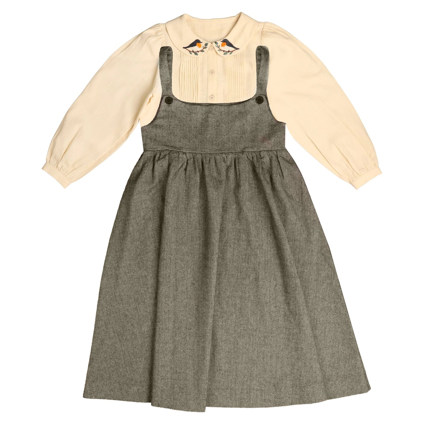 BELATI OLIVE BIRD EMBROIDERED JUMPER SET