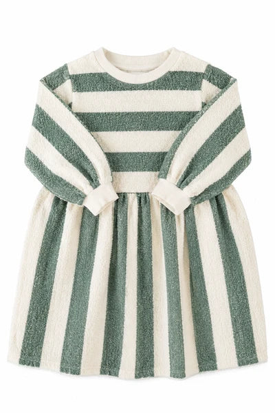 PIUPIUCHICK ECRU/GREEN STRIPED DRESS