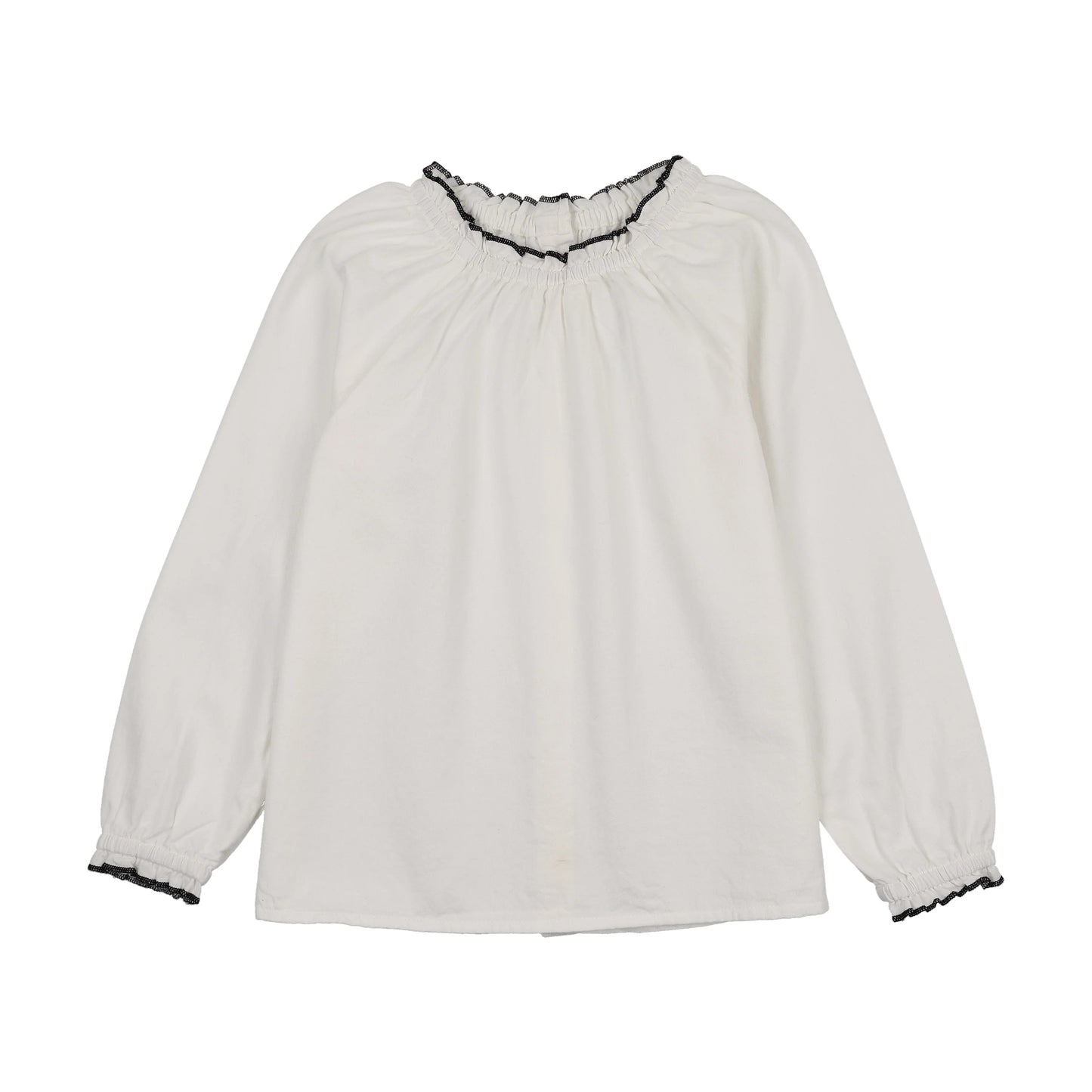 LIL LEGS WINTER WHITE RUFFLE TRIM BLOUSE
