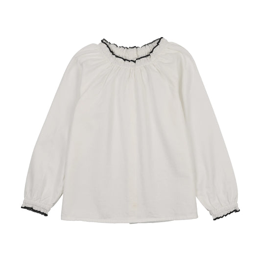 LIL LEGS WINTER WHITE RUFFLE TRIM BLOUSE