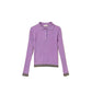 TWINSET PERIWINKLE/GREY TRIM RIBBED KNIT POLO
