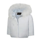 SCOTCH BONNET LIGHT BLUE FUR TRIM DOUBLE BREASTED PUFFER COAT