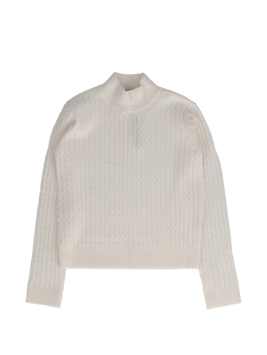 TWINSET SNOW WHITE CABLE KNIT TURTLENECK SWEATER