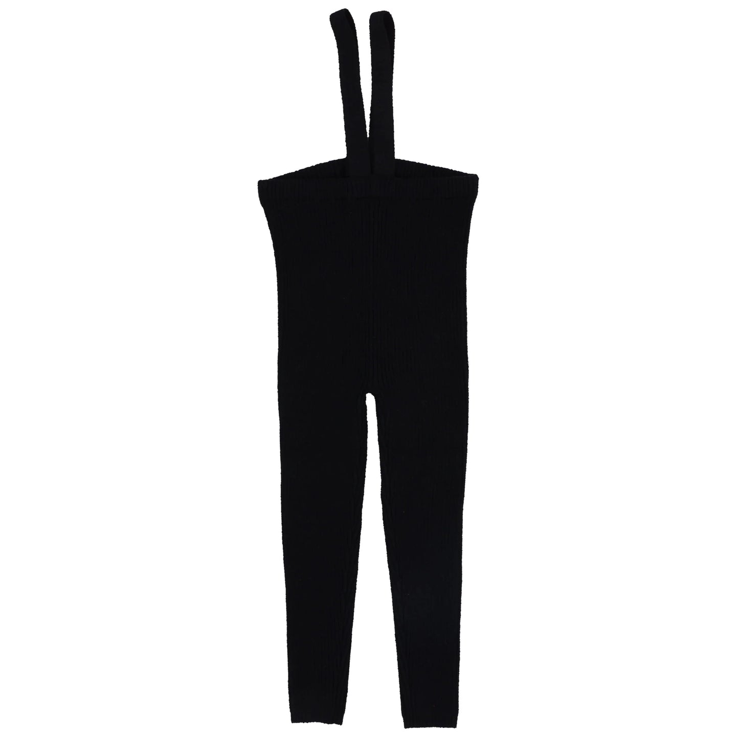 LIL LEGS BLACK KNIT SUSPENDER LEGGINGS