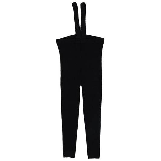 LIL LEGS BLACK KNIT SUSPENDER LEGGINGS