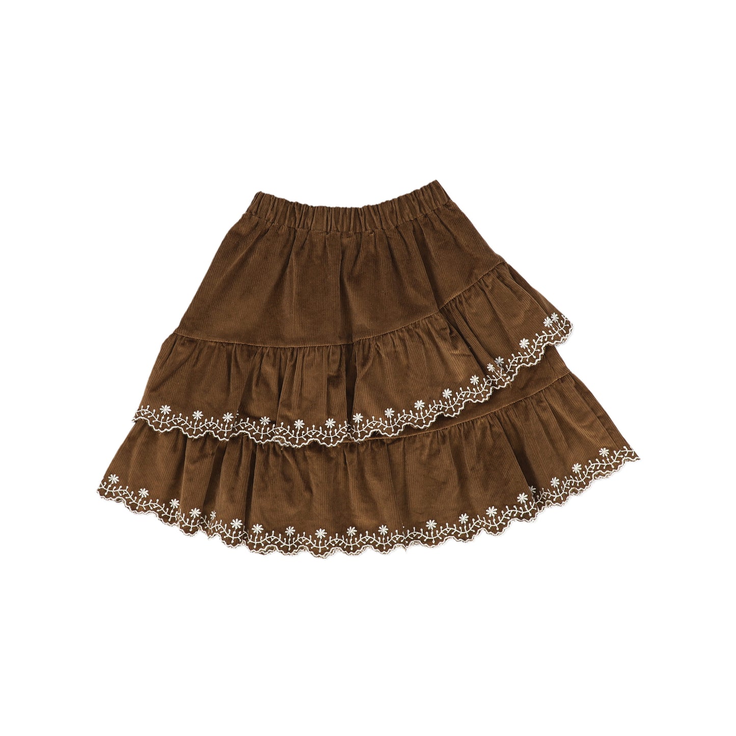 NICOLE MILLER BROWN RUFFLE CORD TRIM SKIRT [FINAL SALE]