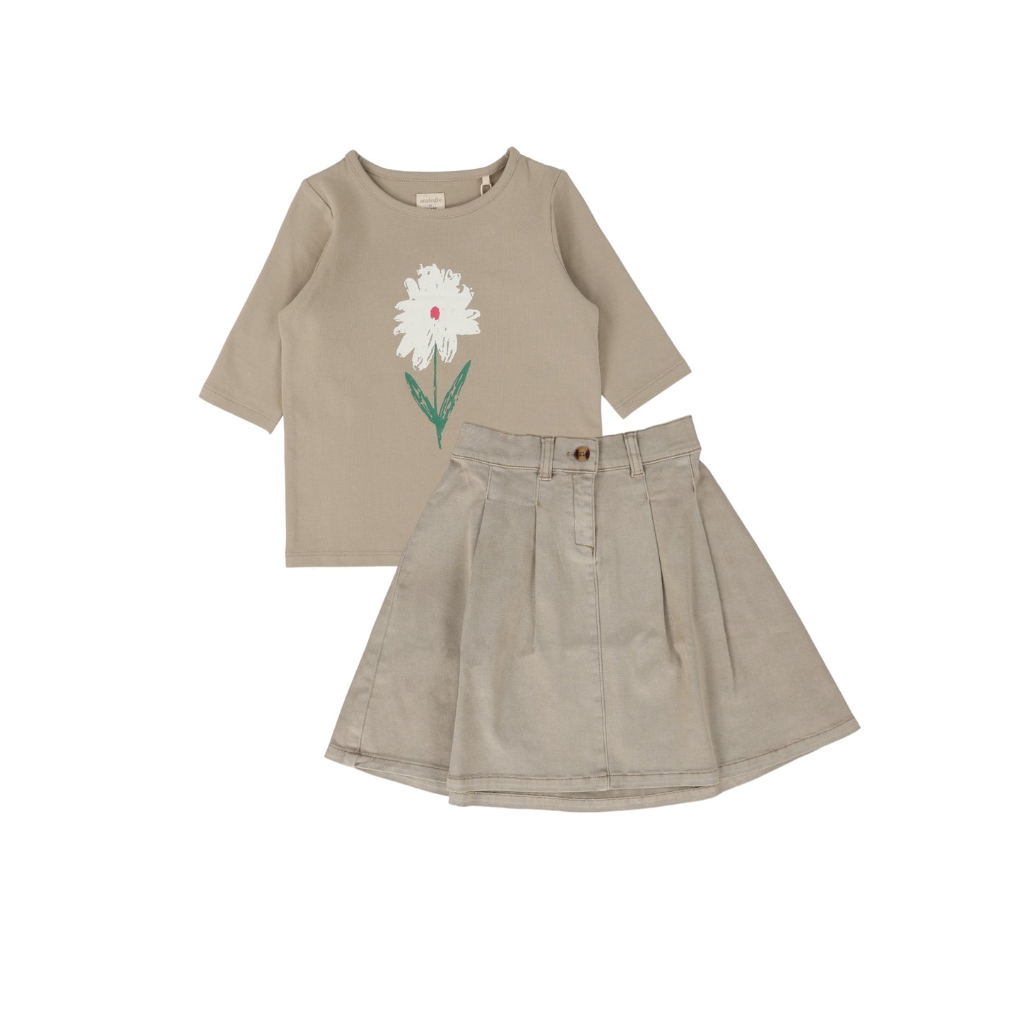 ANALOGIE TAUPE FLOWER SKIRT SET