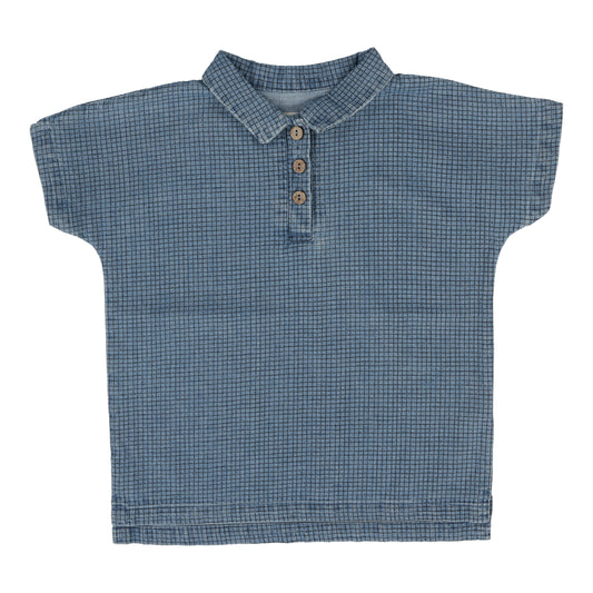 ANALOGIE DENIM CHECKED COLLAR SHIRT