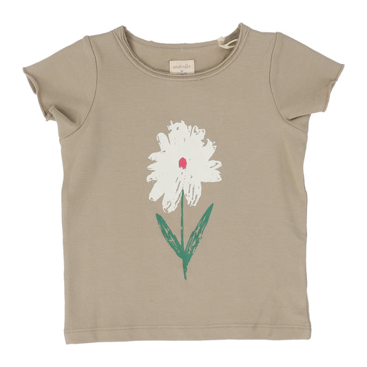 ANALOGIE TAUPE FLOWER SS T-SHIRT