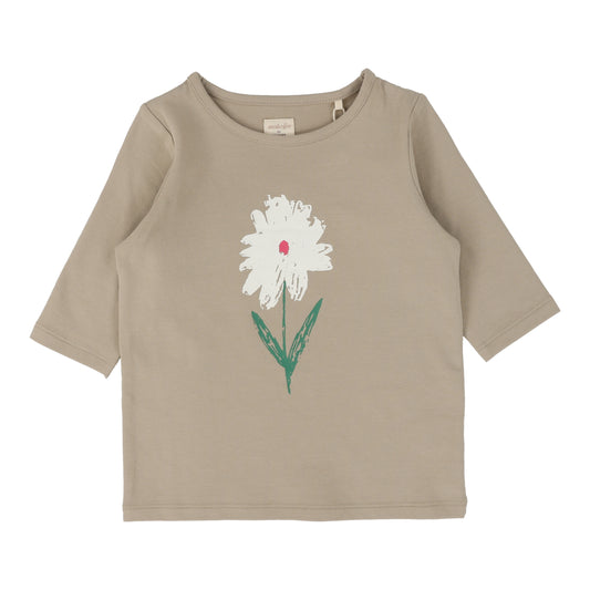 ANALOGIE TAUPE FLOWER LS T-SHIRT