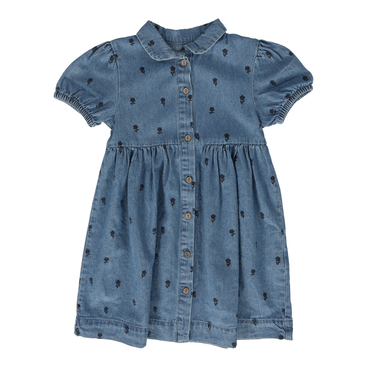 ANALOGIE DENIM FLORAL PRINT SS DRESS