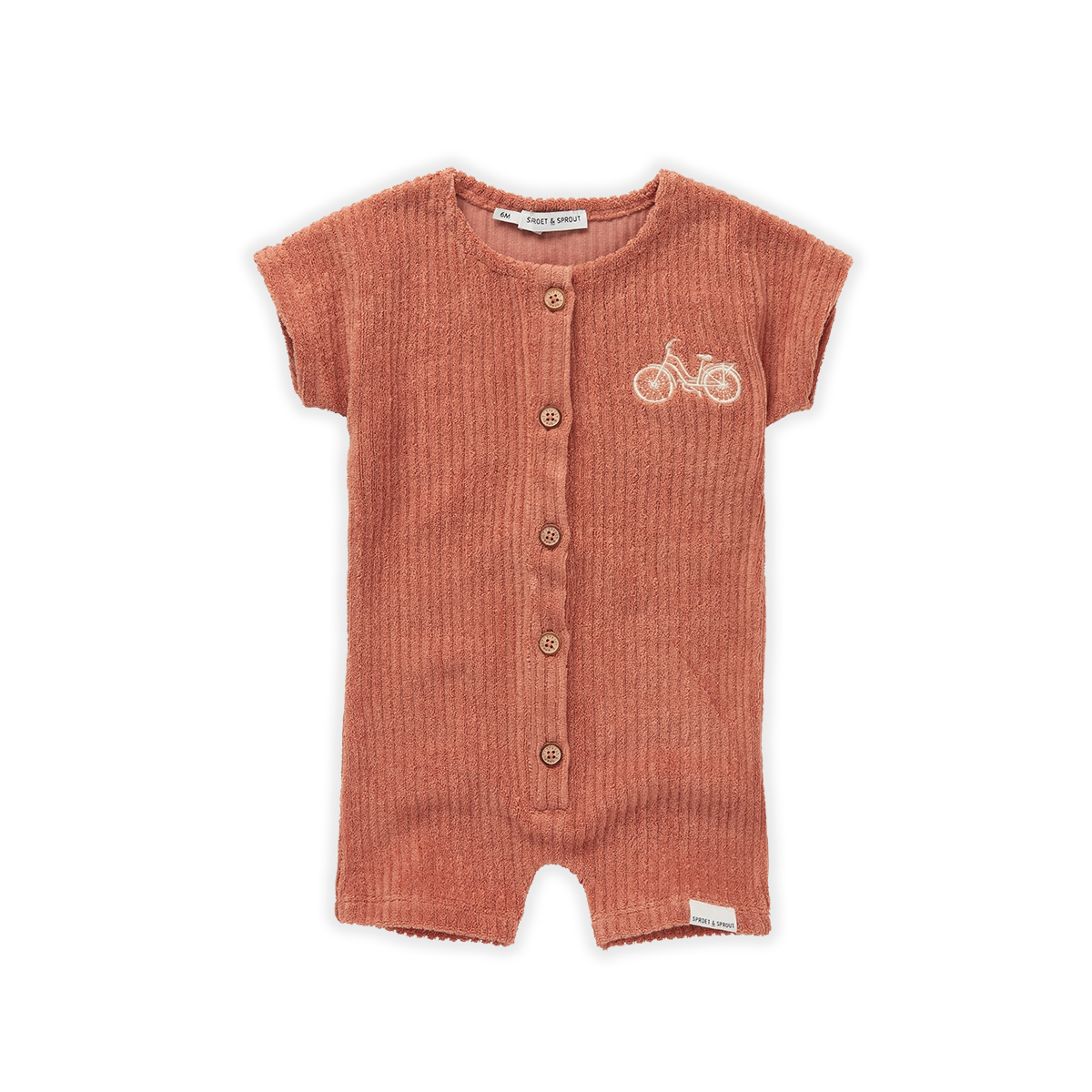 SPROET & SPROUT SALMON BICYCLE BUTTON ROMPER