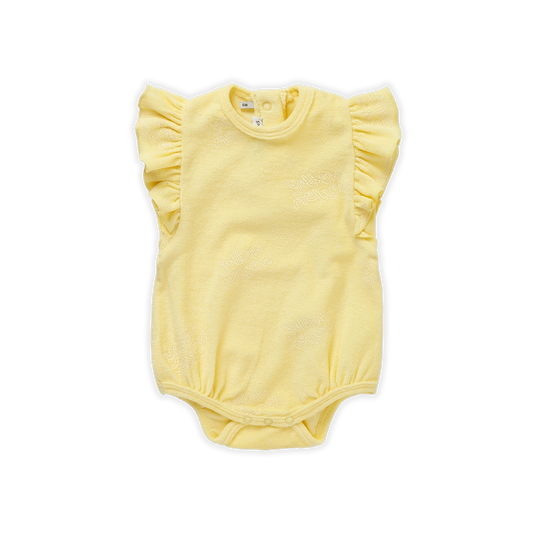 SPROET & SPROUT YELLOW RUFFLE SHOULDER ROMPER