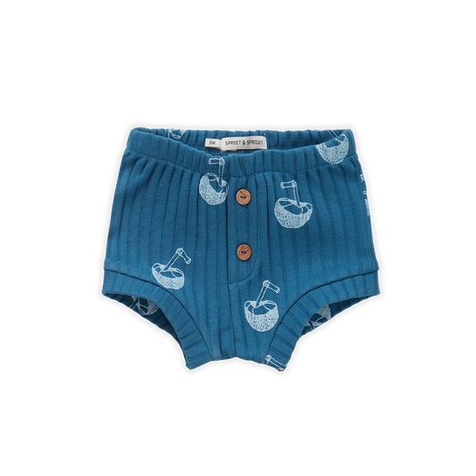 SPROET & SPROUT BLUE COCONUT PRINT BUTTON SHORTS