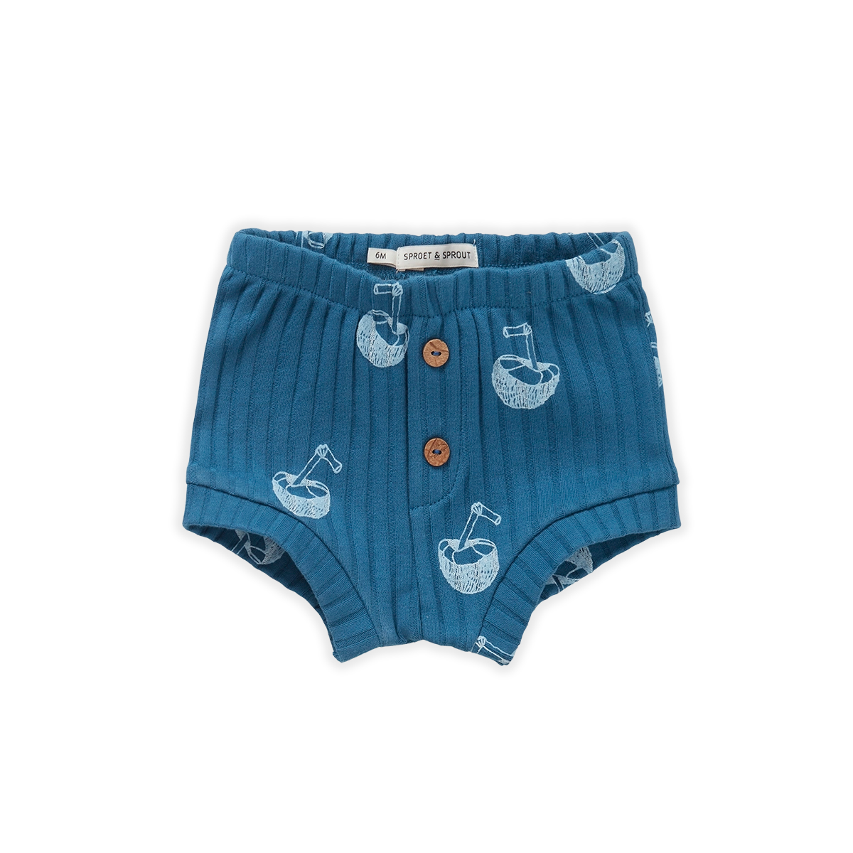 SPROET & SPROUT BLUE COCONUT PRINT BUTTON SHORTS [FINAL SALE]