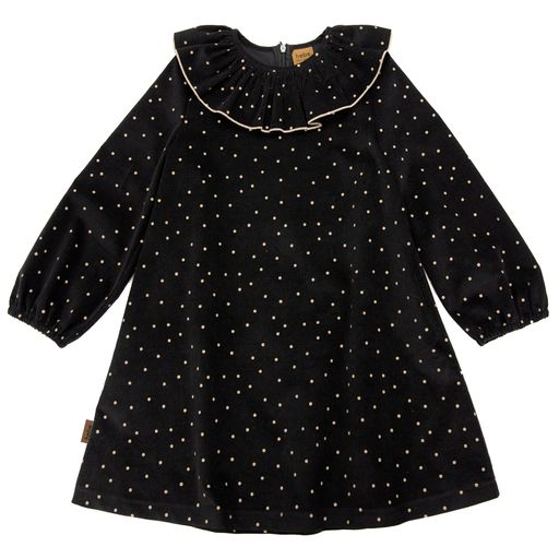 HEBE BLACK CORDUROY DOTTED DRESS