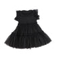 LILOU BLACK TULLE RUFFLE DRESS