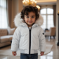 SCOTCH BONNET PALE BLUE FUR TRIM PUFFER COAT