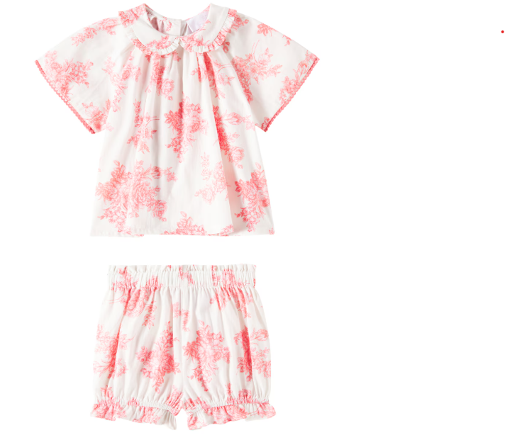 CERA UNA VOLTA PINK TOILE PRINT BLOOMER SET