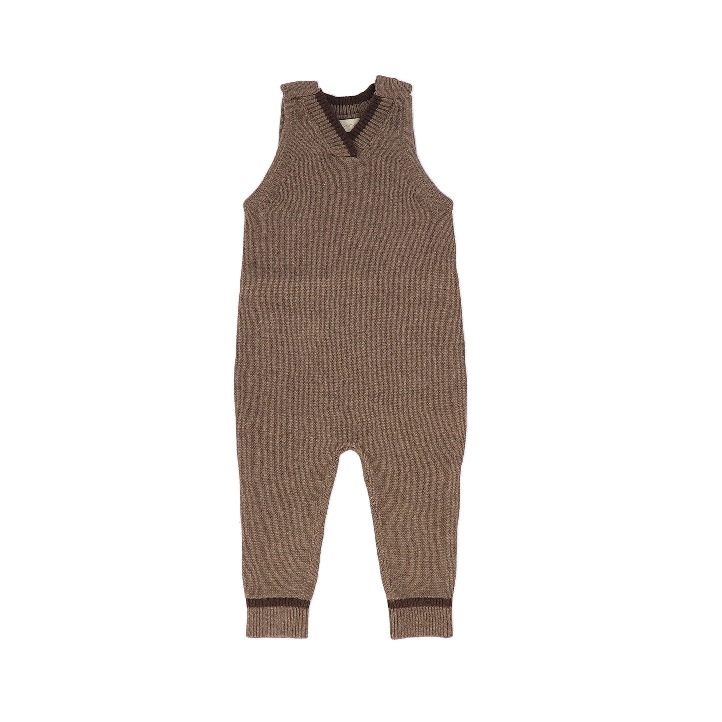 NUMU MOCHA STRIPED V-NECK OVERALLS