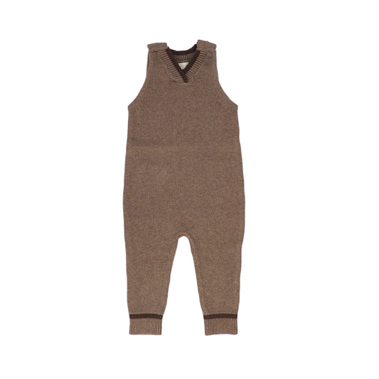 NUMU MOCHA STRIPED V-NECK OVERALLS