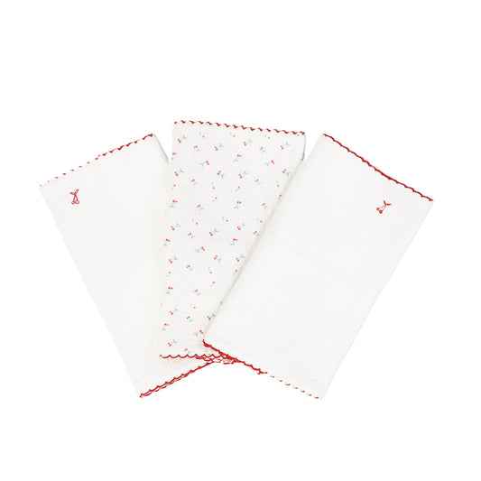 KIPP WHITE/RED CHERRY PRINT CLOTH SET